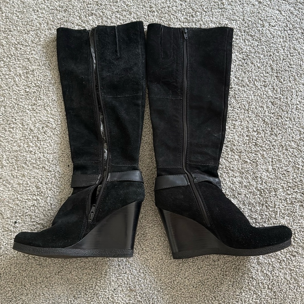 Nine West Long boots, suede black size 8.5